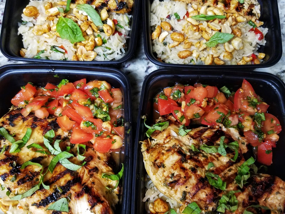 Thai Chicken and Rice with Tomato Salad